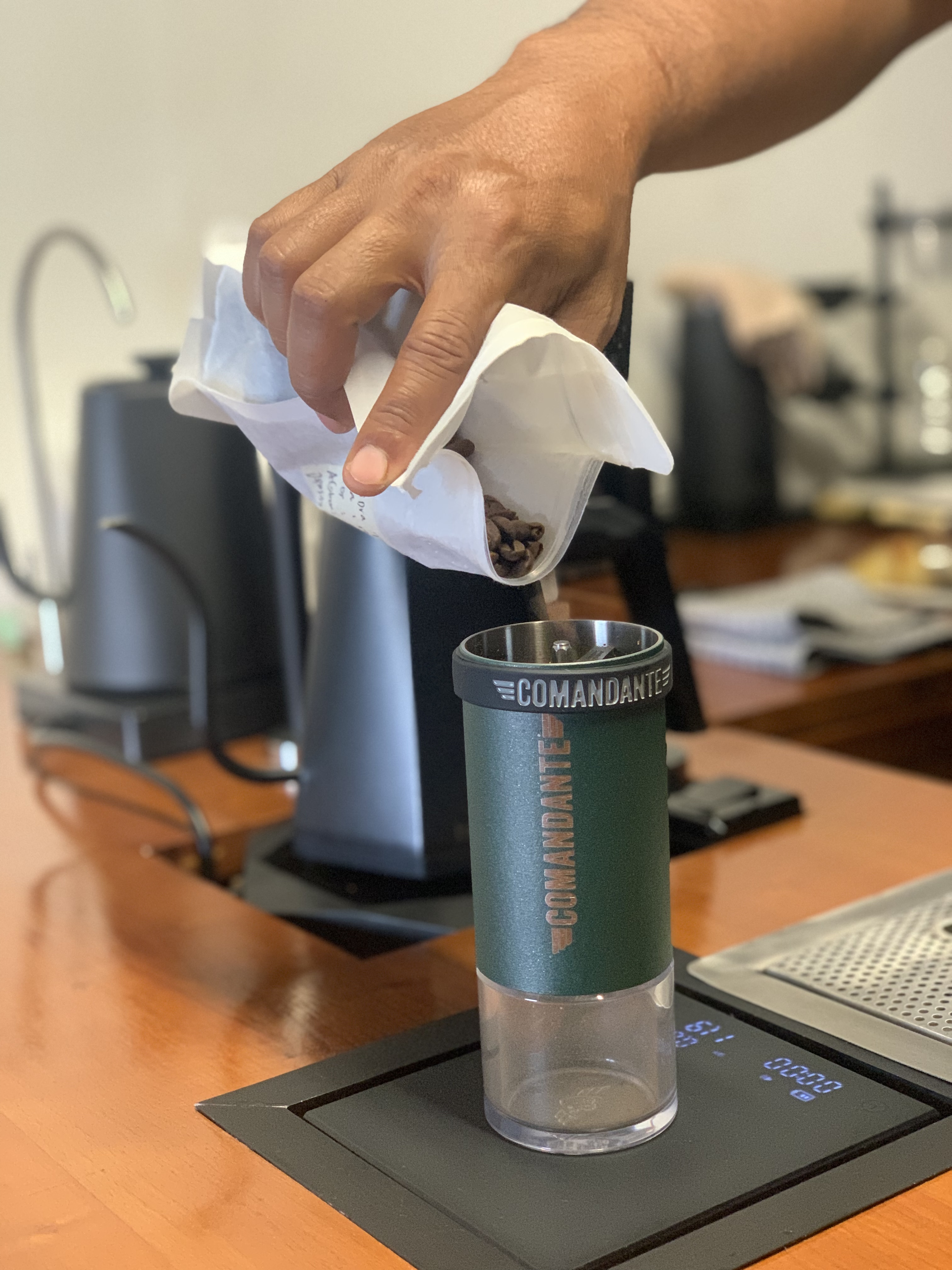 Fresh coffee bean grinding